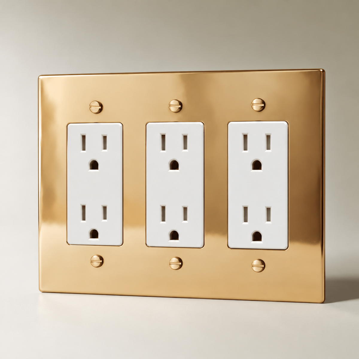 The Polished Brass Outlet — white Standard outlets, 3 Gang | CARRA HOME