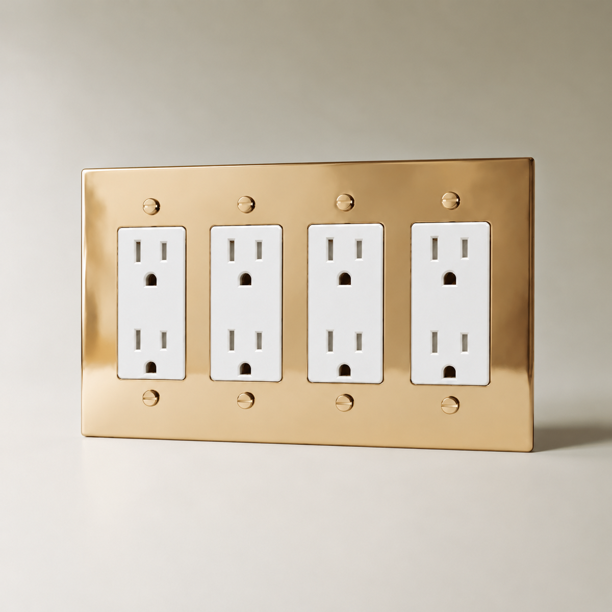 The Polished Brass Outlet — white Standard outlets, 4 Gang | CARRA HOME