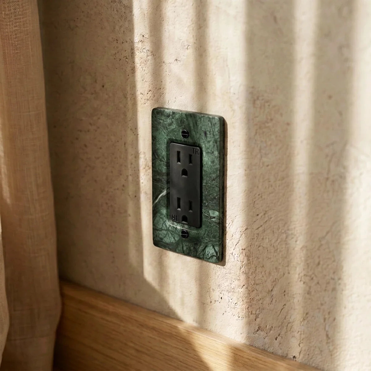 The Stone Outlet — Guatemala Green USB-C wall outlet close-up | CARRA HOME