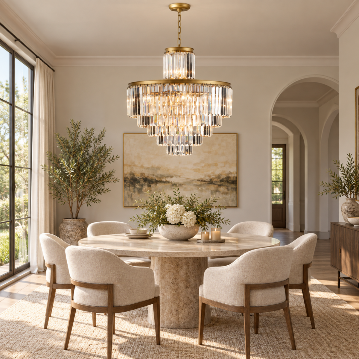 tiered k9 crystal chandelier size 3 gold dining room 01