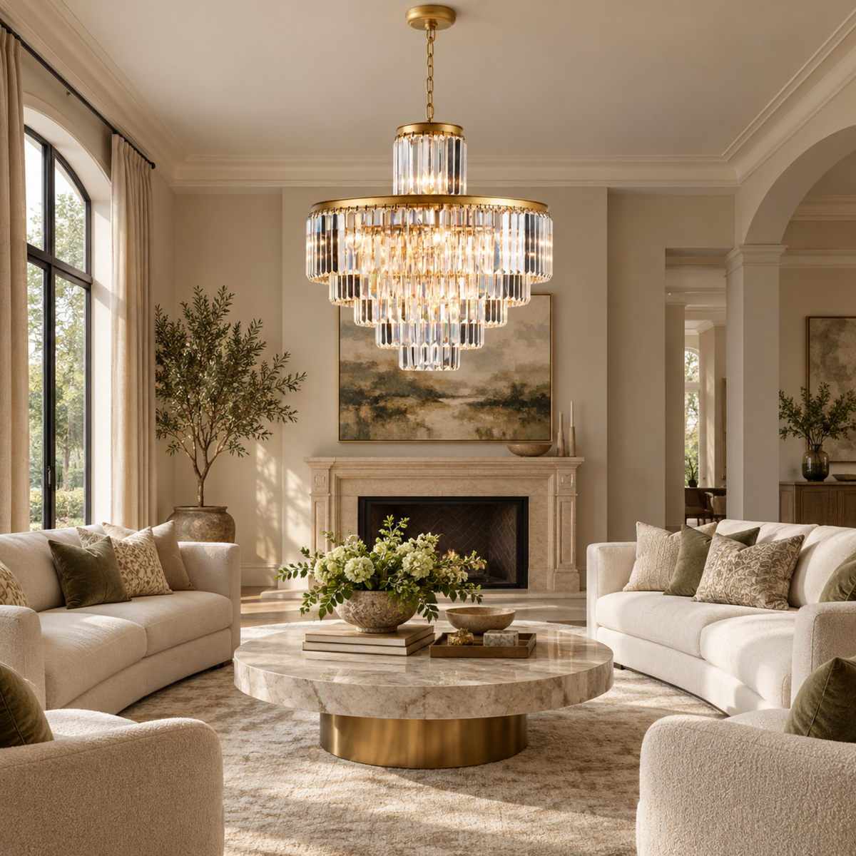 tiered k9 crystal chandelier size 3 gold living room 01