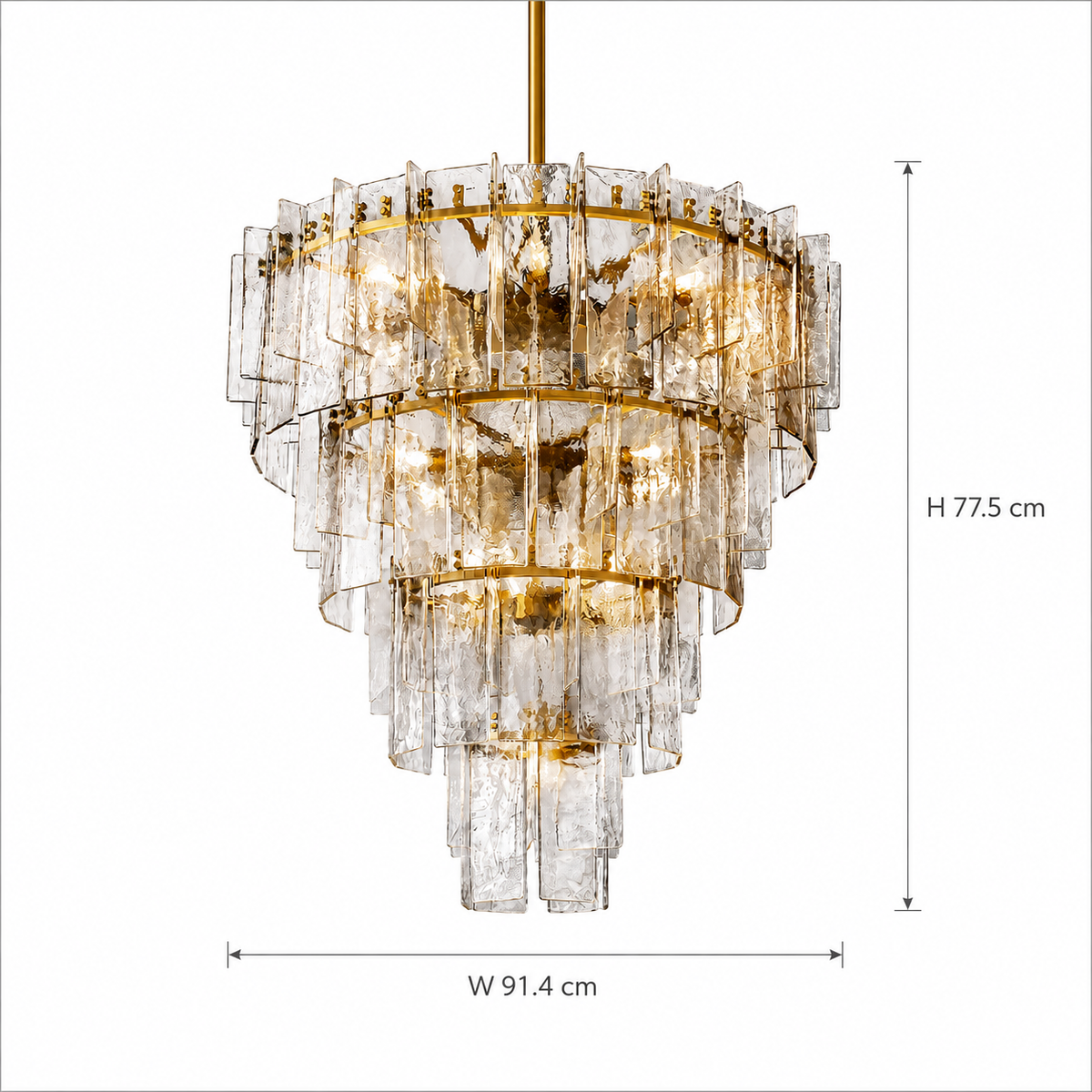 Trama Glass Tiered Round Chandelier 100cm dimensions