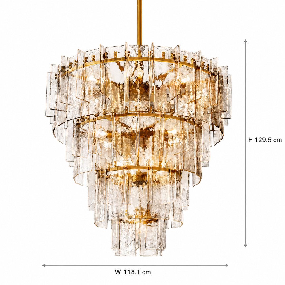 Trama Glass Tiered Round Chandelier 120cm dimensions