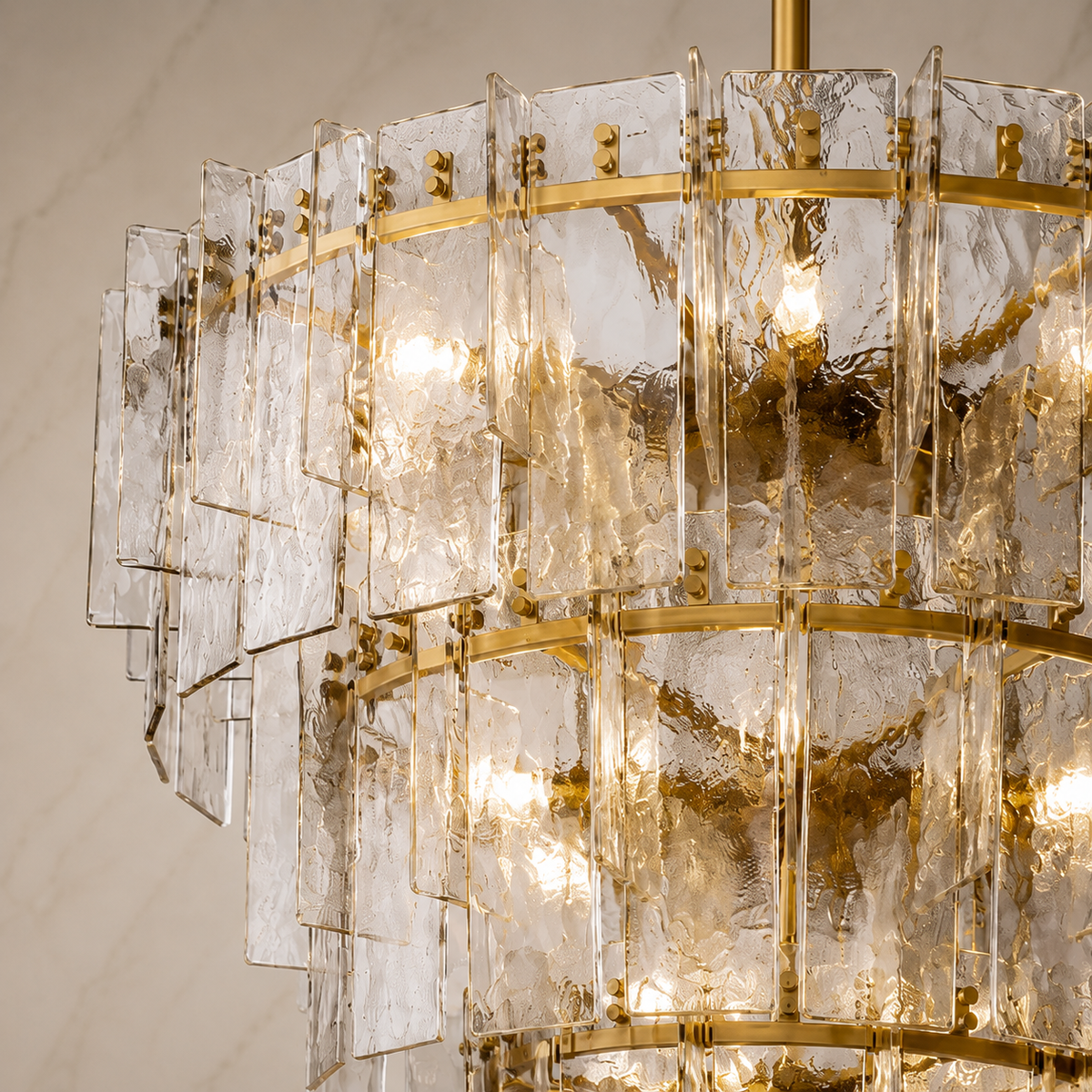 Trama Glass Tiered Round Chandelier body detail