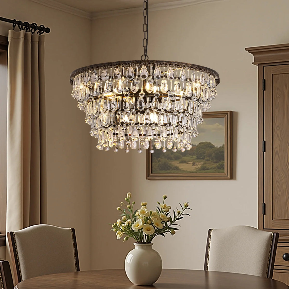 vintage-crystal-teardrop-round-chandelier-ch462-20251017-Carra Home-lighting