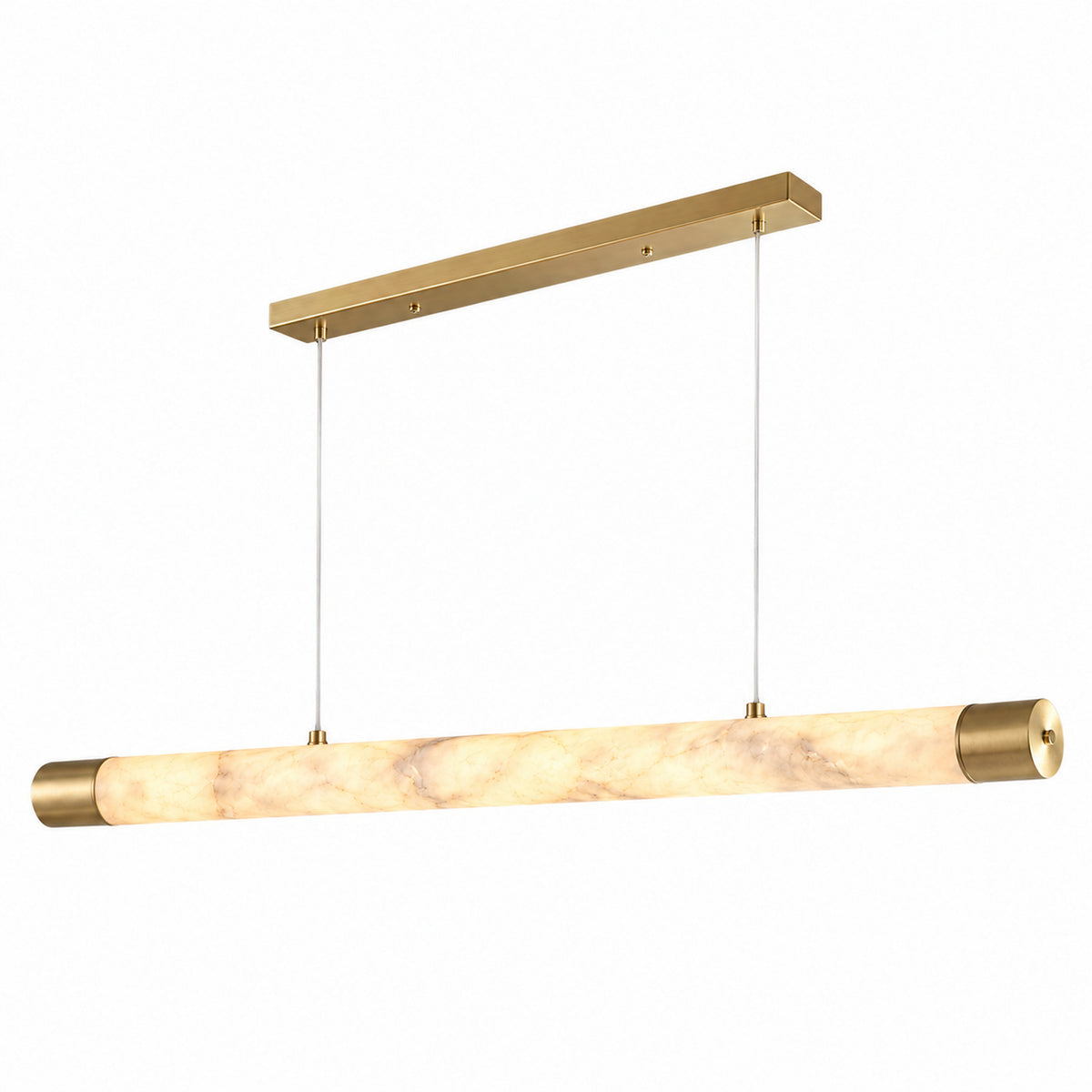 Virel Alabaster Linear Chandelier — Gold 120 cm alabaster tube chandelier on a white background | CARRA HOME