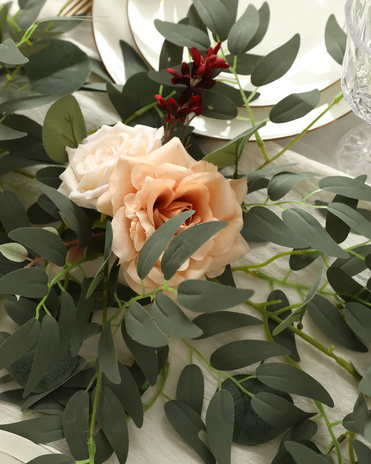 Best Dahlia Roses Eucalyptus Centerpiece