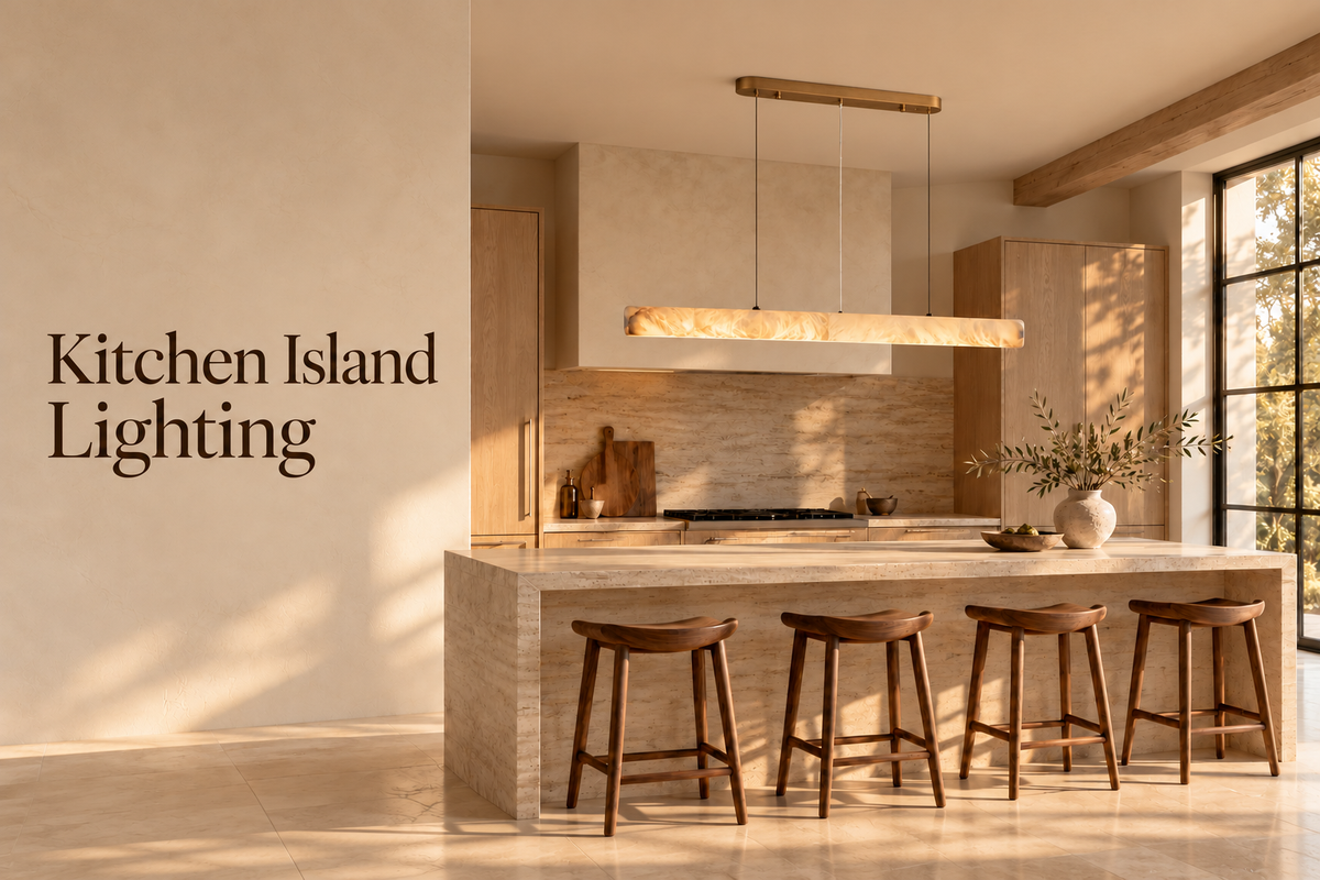 Kitchen Island Lighting — Halima Alabaster Linear Chandelier | CARRA HOME