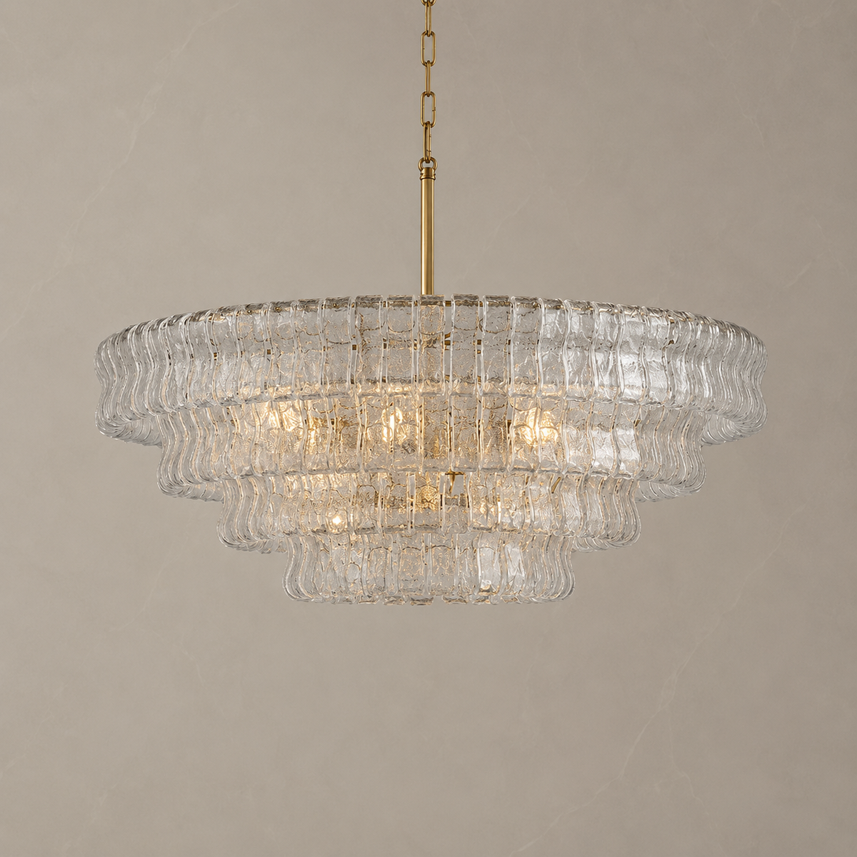 ghiaccio round chandelier 90cm clear light on