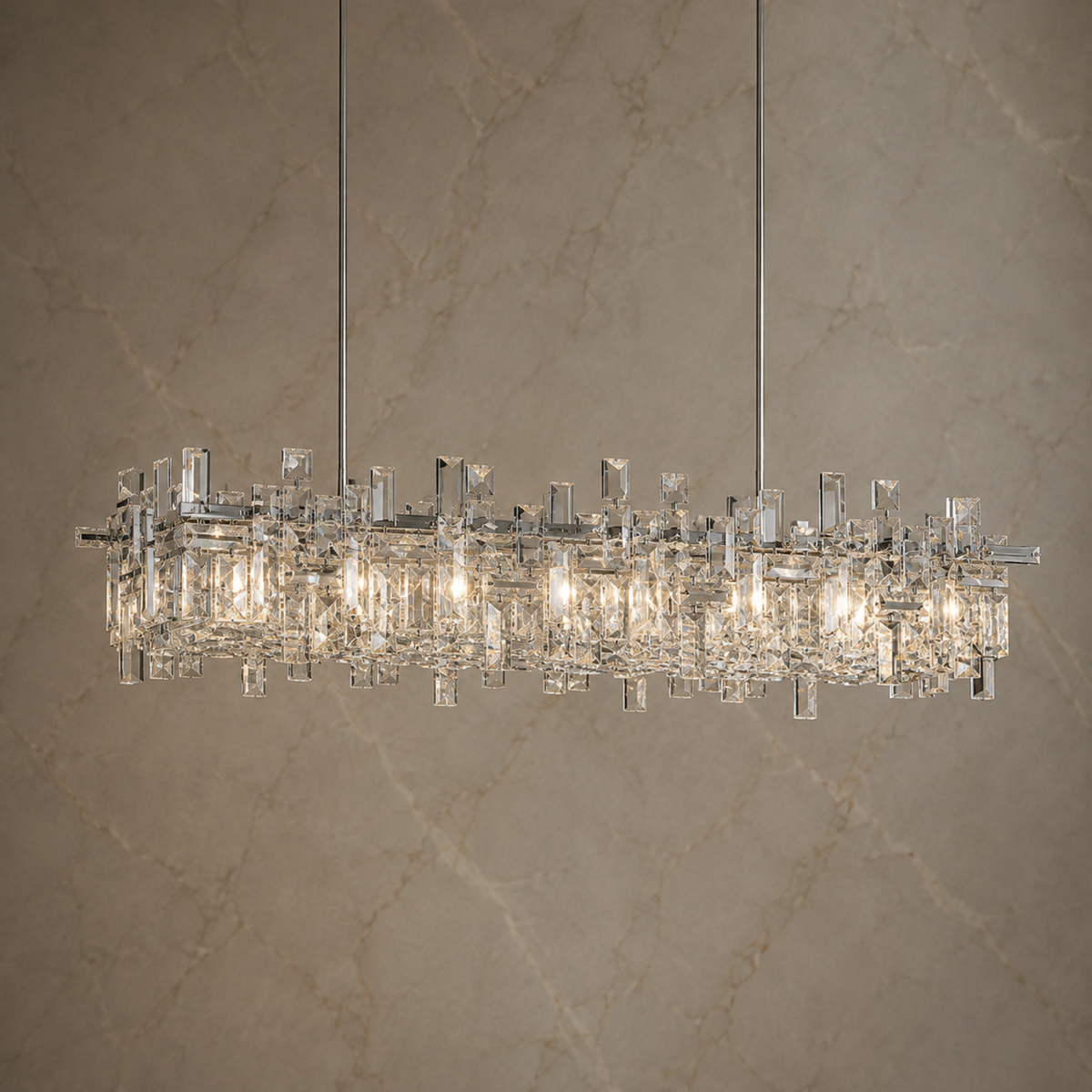modern chrome crystal linear chandelier size 1 light on