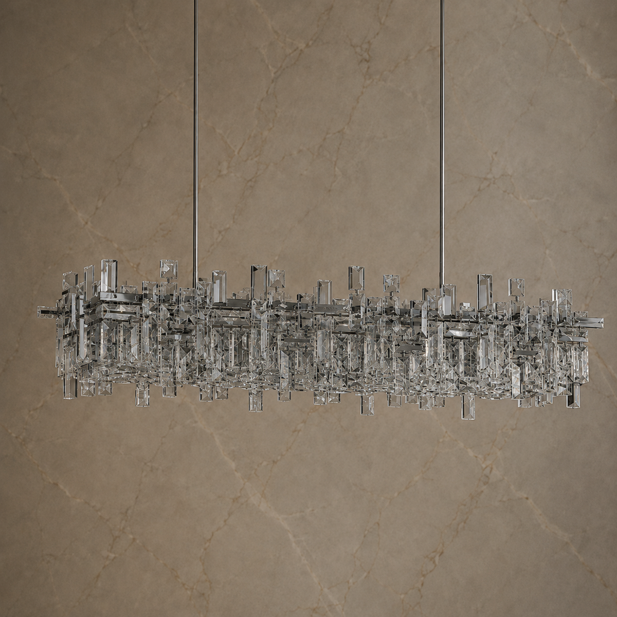 modern chrome crystal linear chandelier size 1 light off