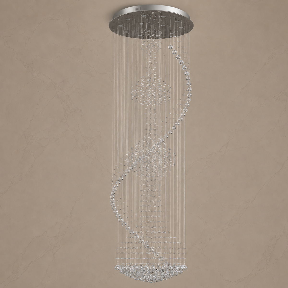 modern chrome crystal spiral staircase chandelier light off
