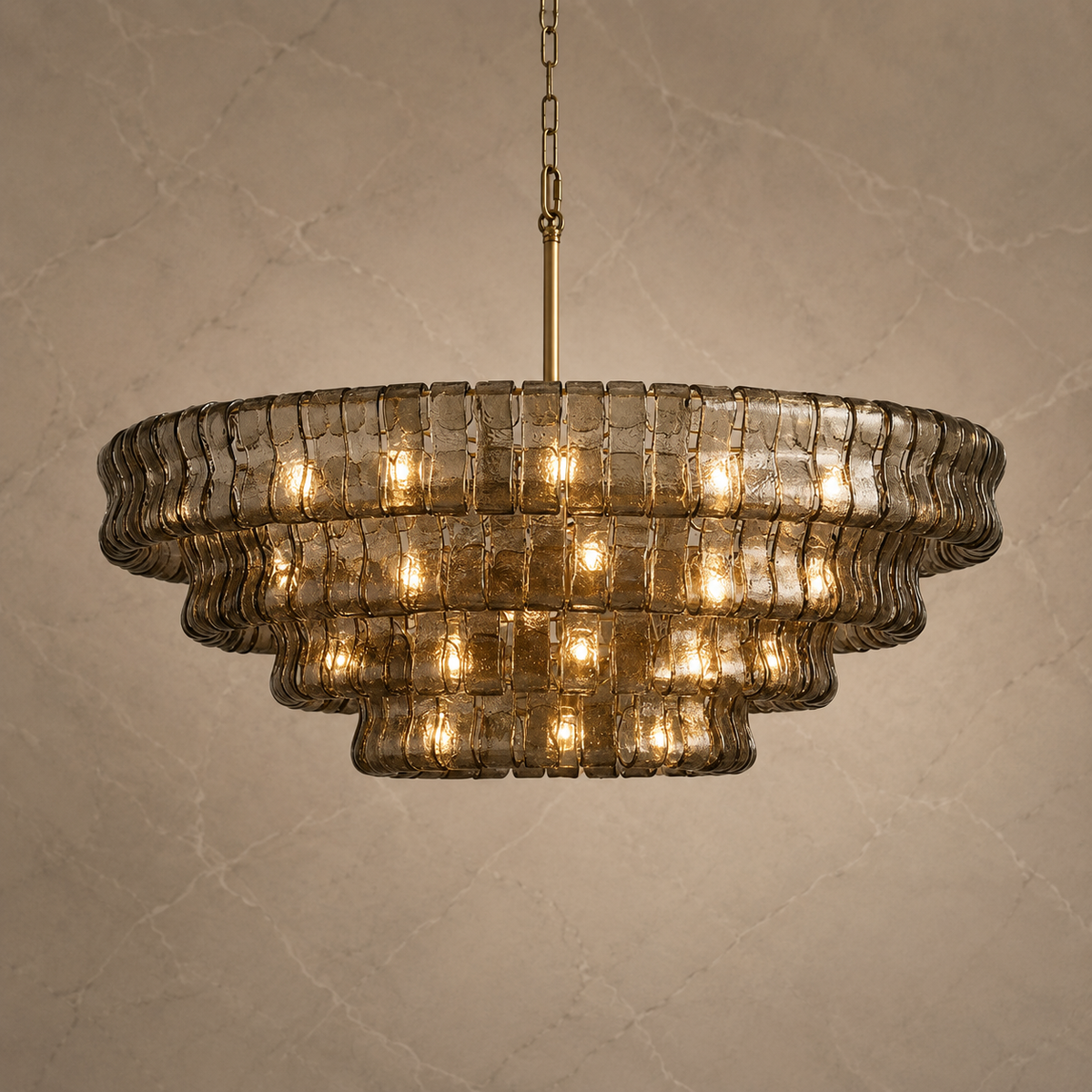 ghiaccio round chandelier 90cm smoke light on