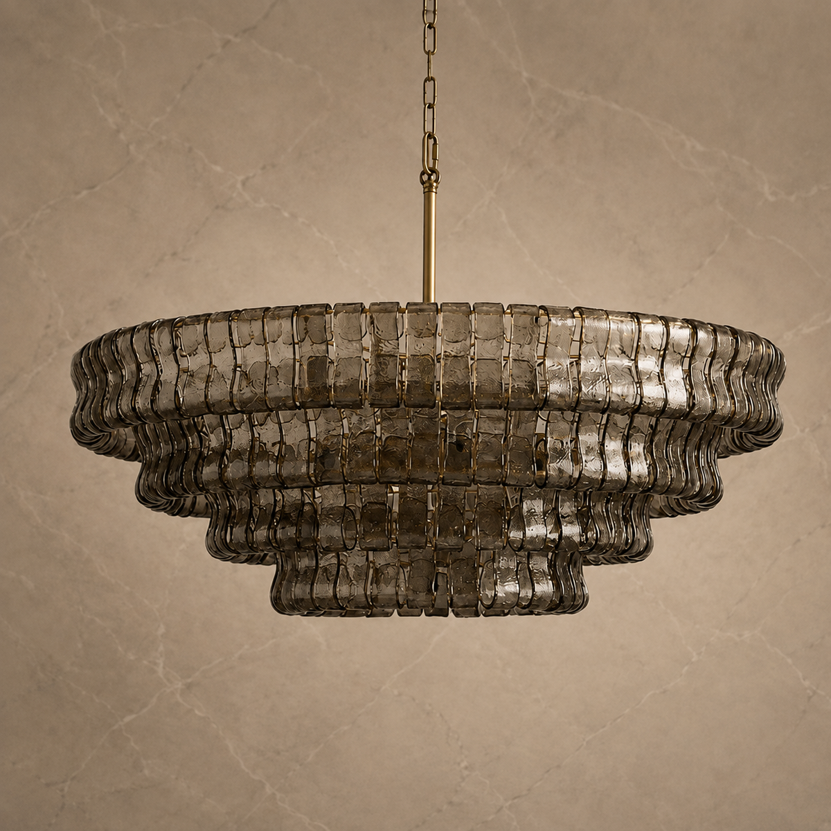 ghiaccio round chandelier 90cm smoke light off