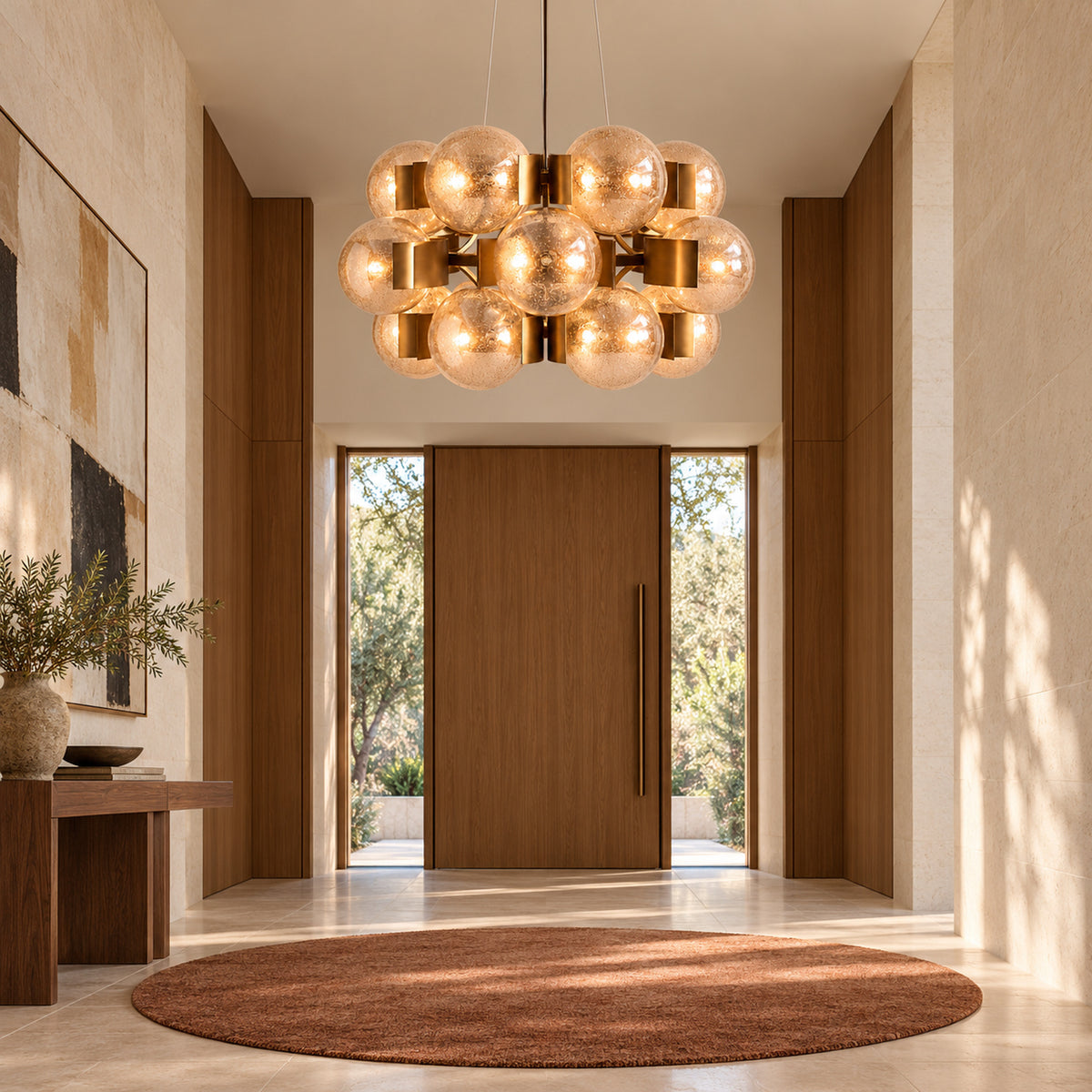 Allis chandelier in a spacious high-ceiling foyer | CARRA HOME
