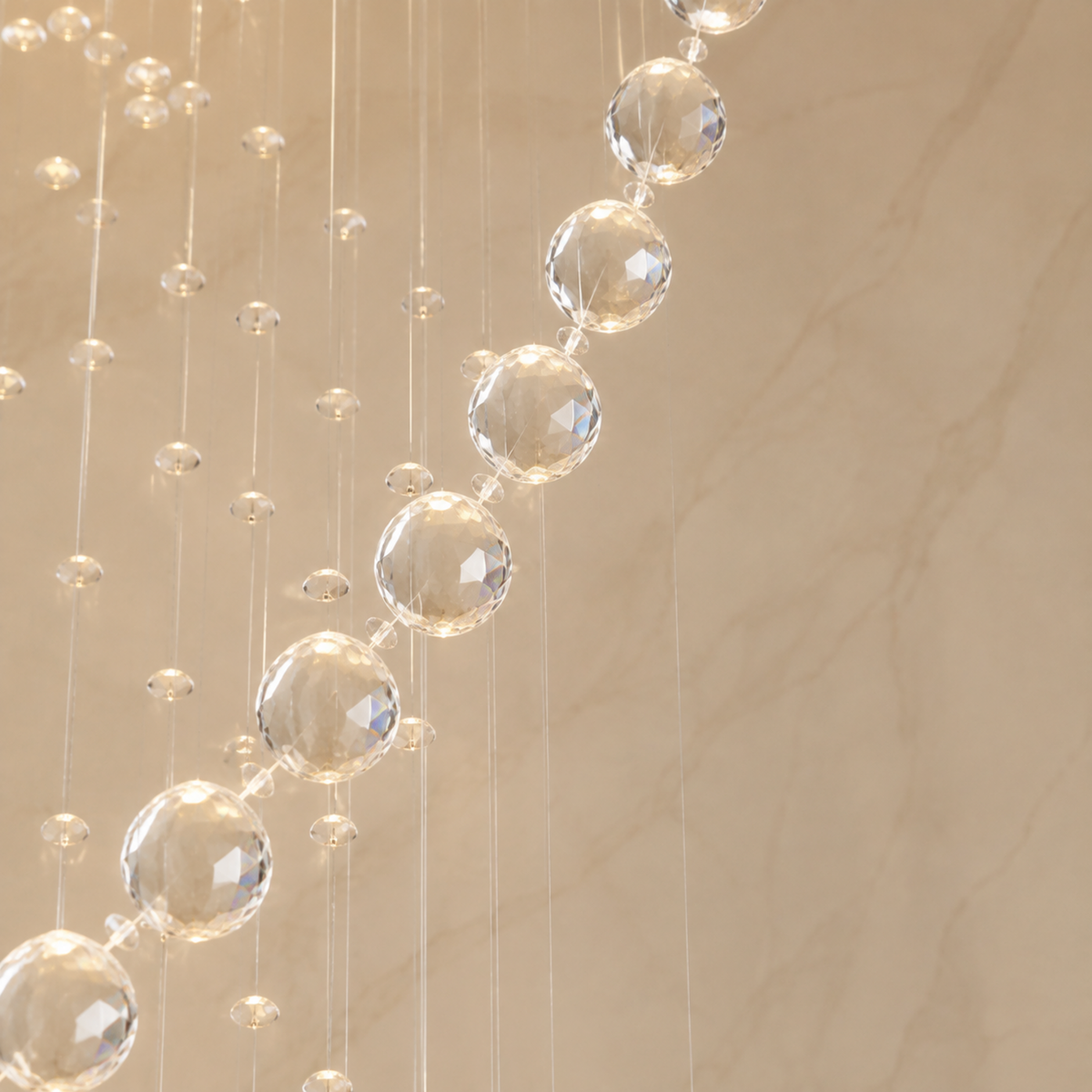 modern chrome crystal spiral staircase chandelier body detail