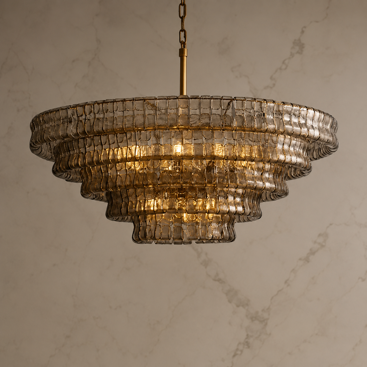 ghiaccio round chandelier 120cm smoke light on