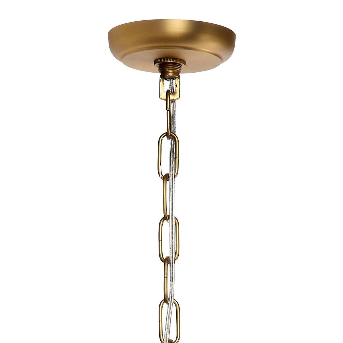 Magnolia chandelier antique brass canopy and chain detail | CARRA HOME