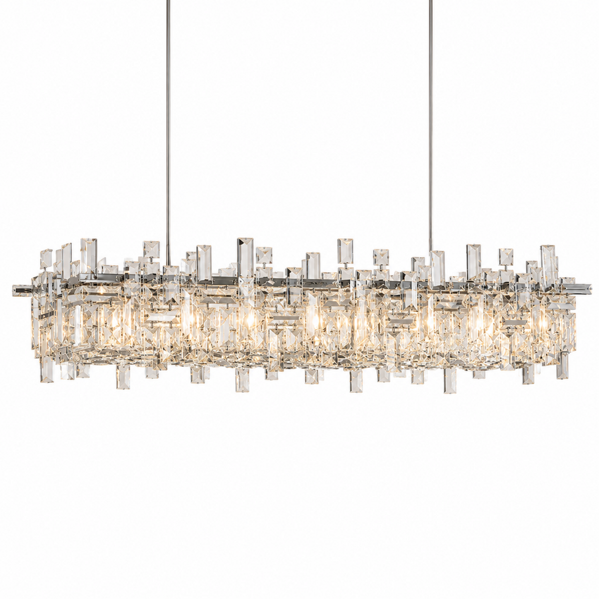 modern chrome crystal linear chandelier size 1 white background