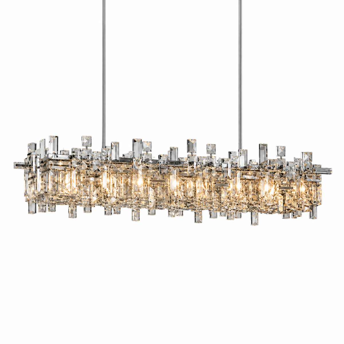 modern chrome crystal linear chandelier size 2 white background