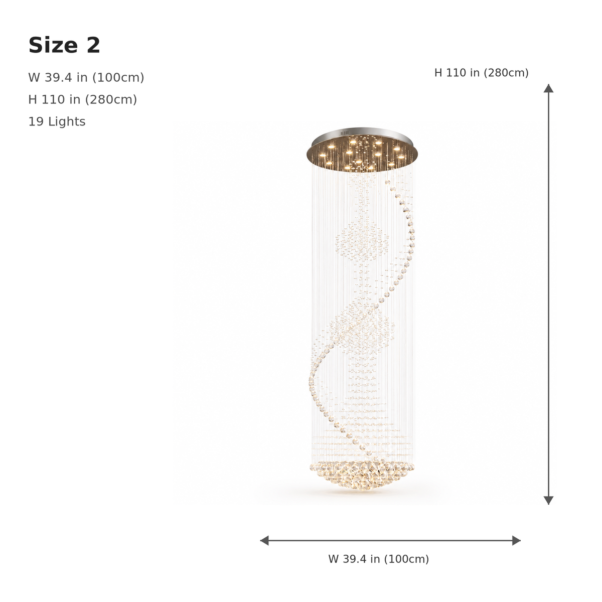 size modern chrome crystal spiral staircase chandelier size 2