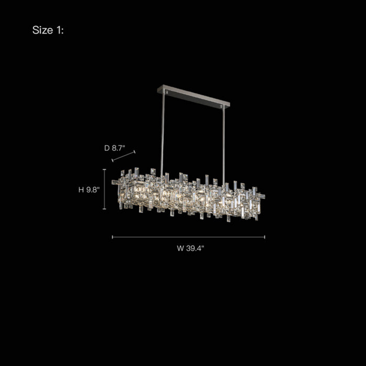 size modern chrome crystal linear chandelier size 1