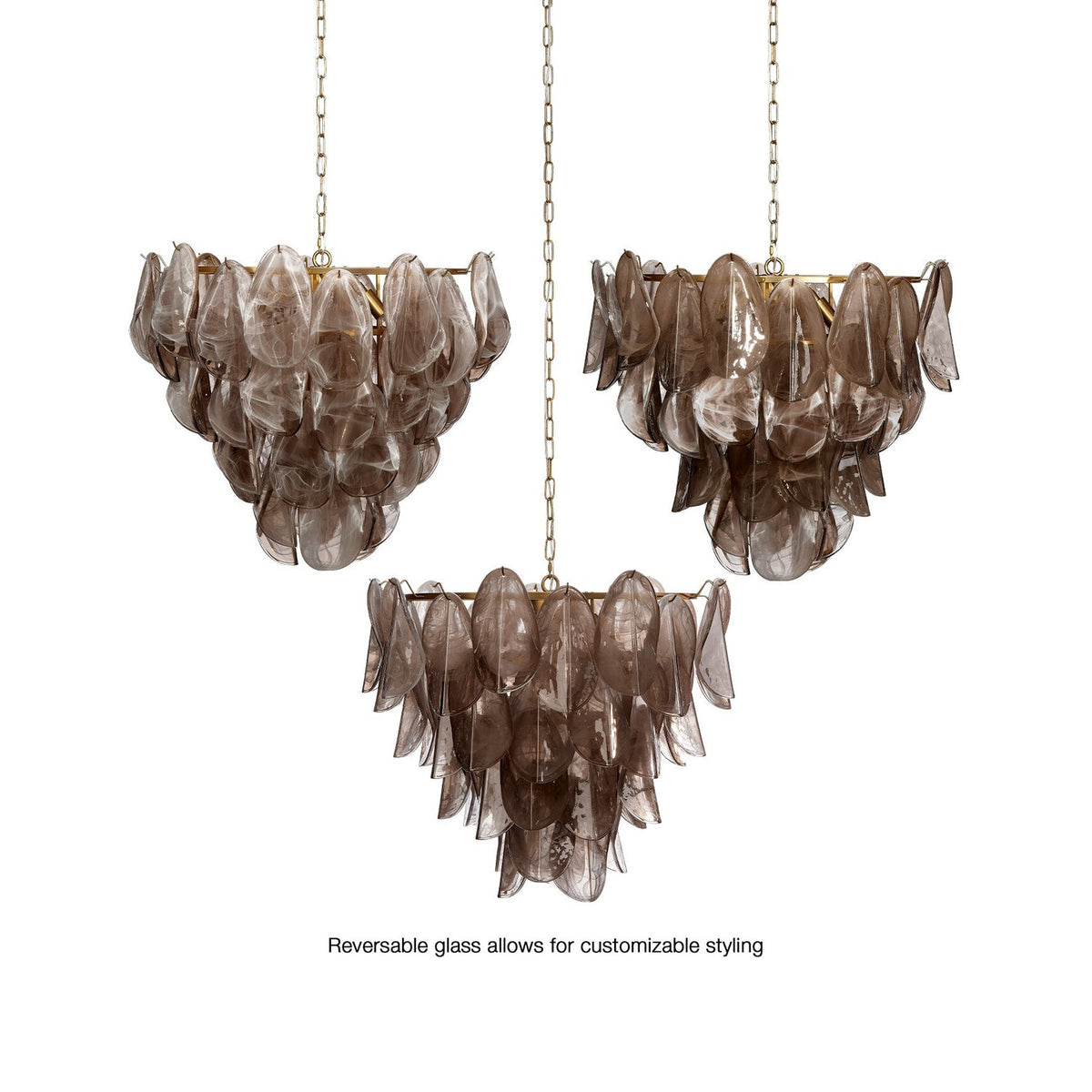 Magnolia chandelier reversible artisan glass petal variations | CARRA HOME