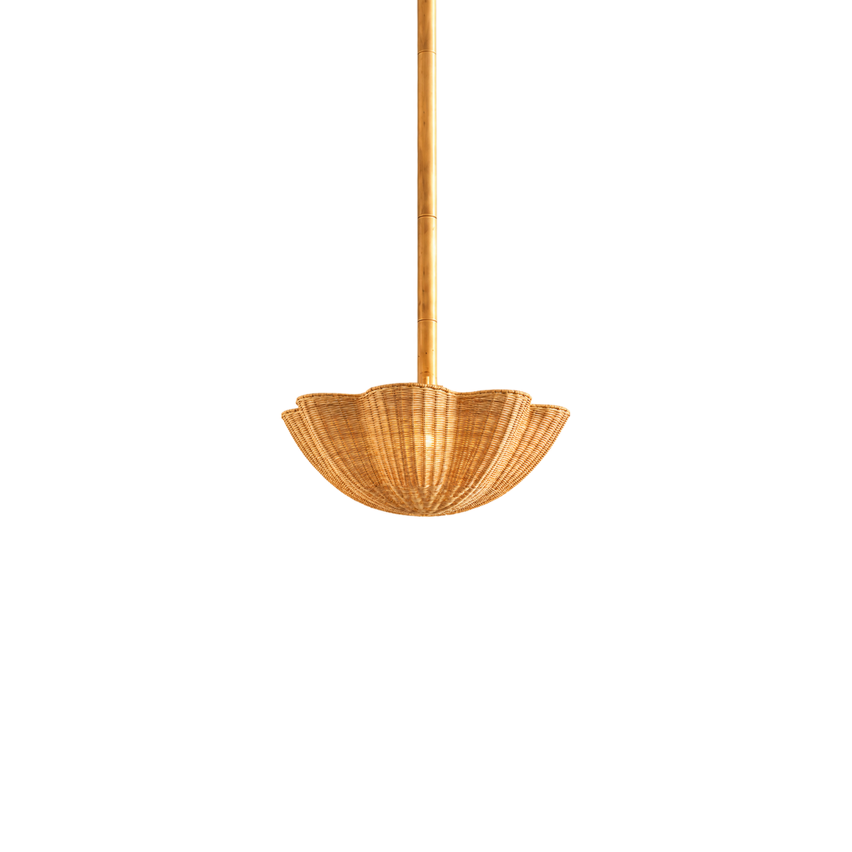 Calira natural rattan scalloped chandelier, 50 cm white background SKU | CARRA HOME