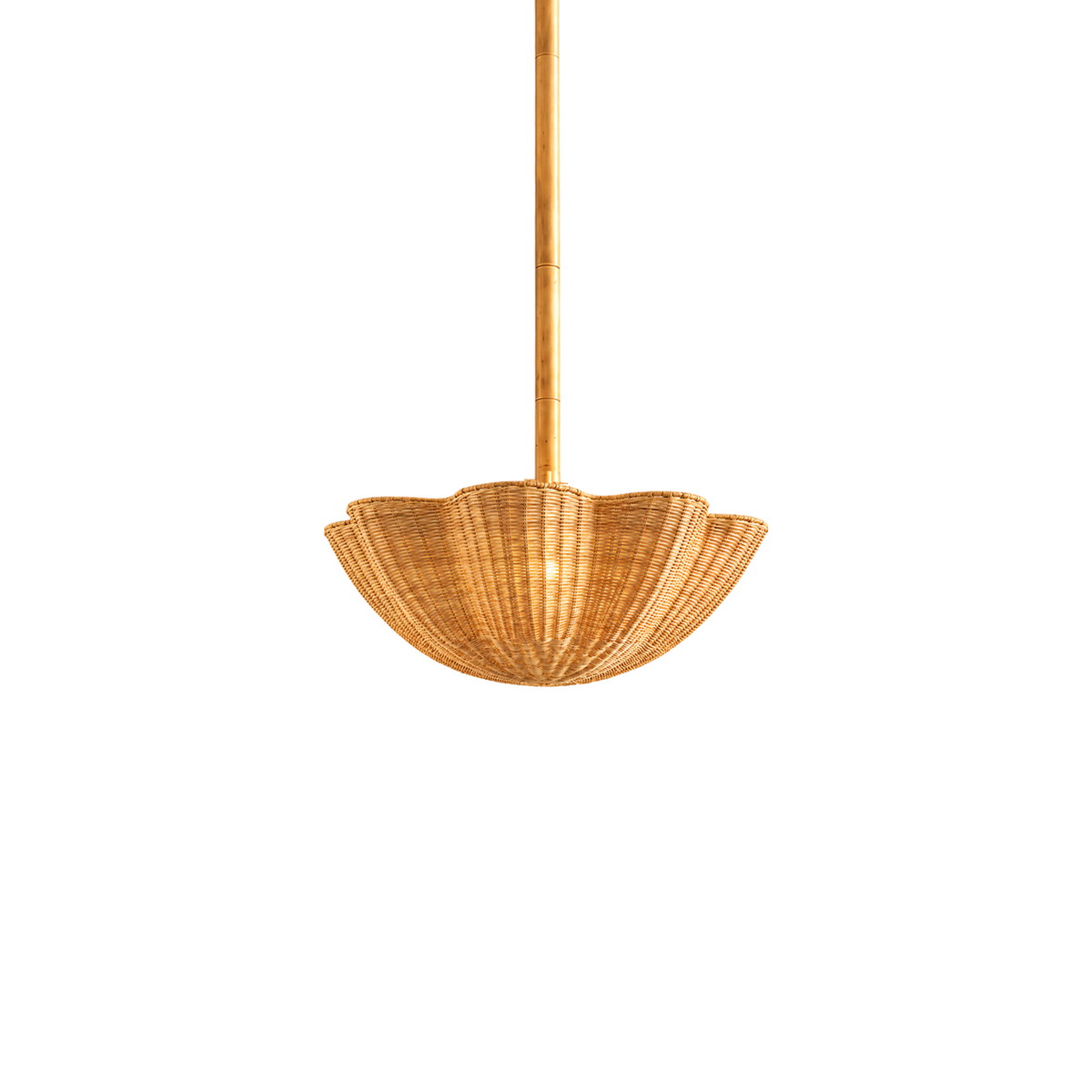 Calira natural rattan scalloped chandelier, 60 cm white background SKU | CARRA HOME