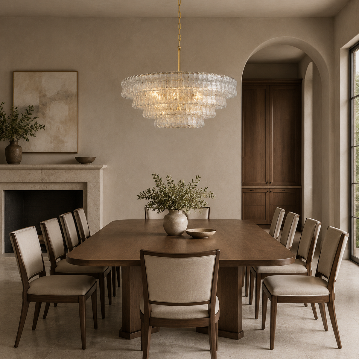 ghiaccio round chandelier dining room