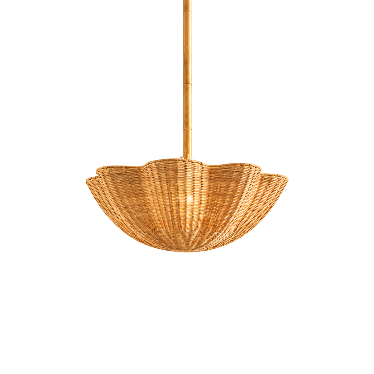 Calira natural rattan scalloped chandelier, 80 cm white background SKU | CARRA HOME