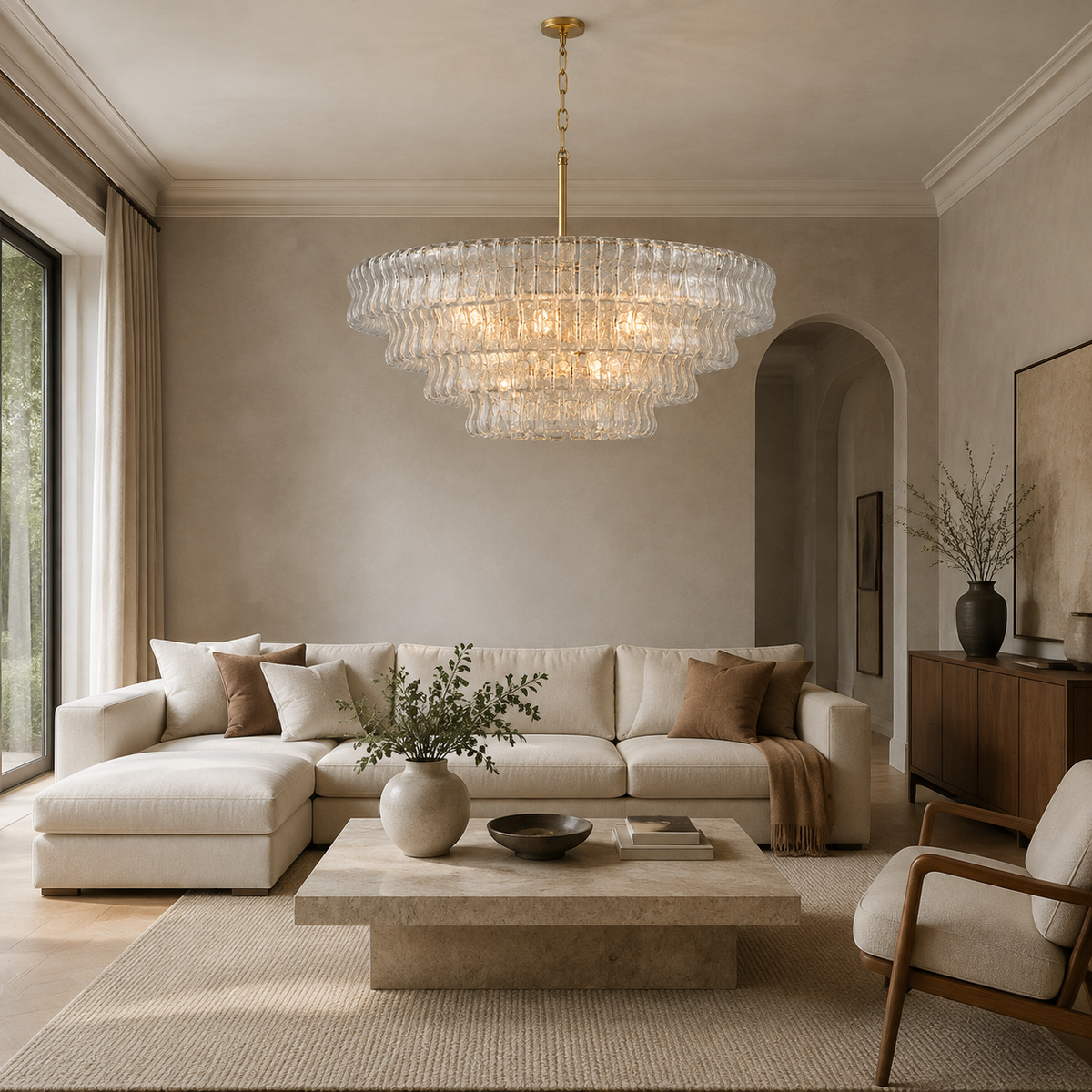 ghiaccio round chandelier living room