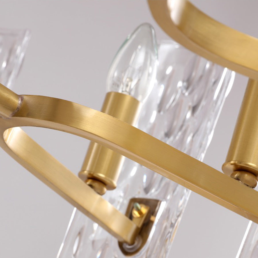 Luxury Copper Crystal Chandelier with Unique Wavy Shades