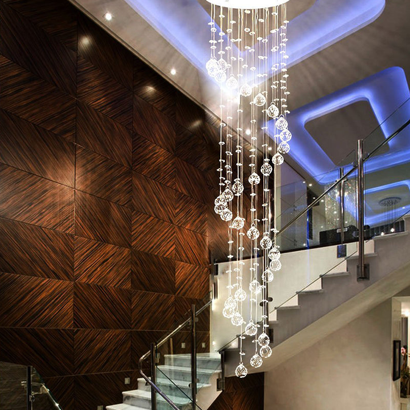 Spiral Raindrop Chandelier - Crystal Ceiling Light