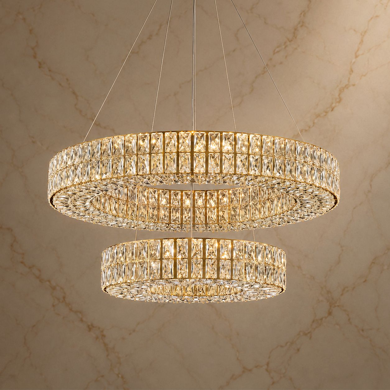 Selene Crystal Double-Ring Chandelier