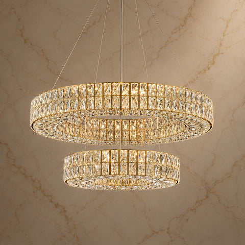 Selene Crystal Double-Ring Chandelier material and finish detail