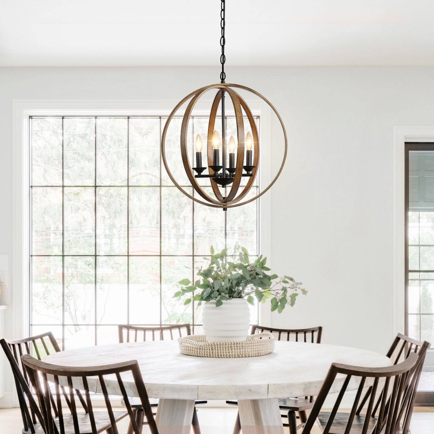 Dark Bronze Orb Chandelier - Dining Room - Rustic Design  | Sofary