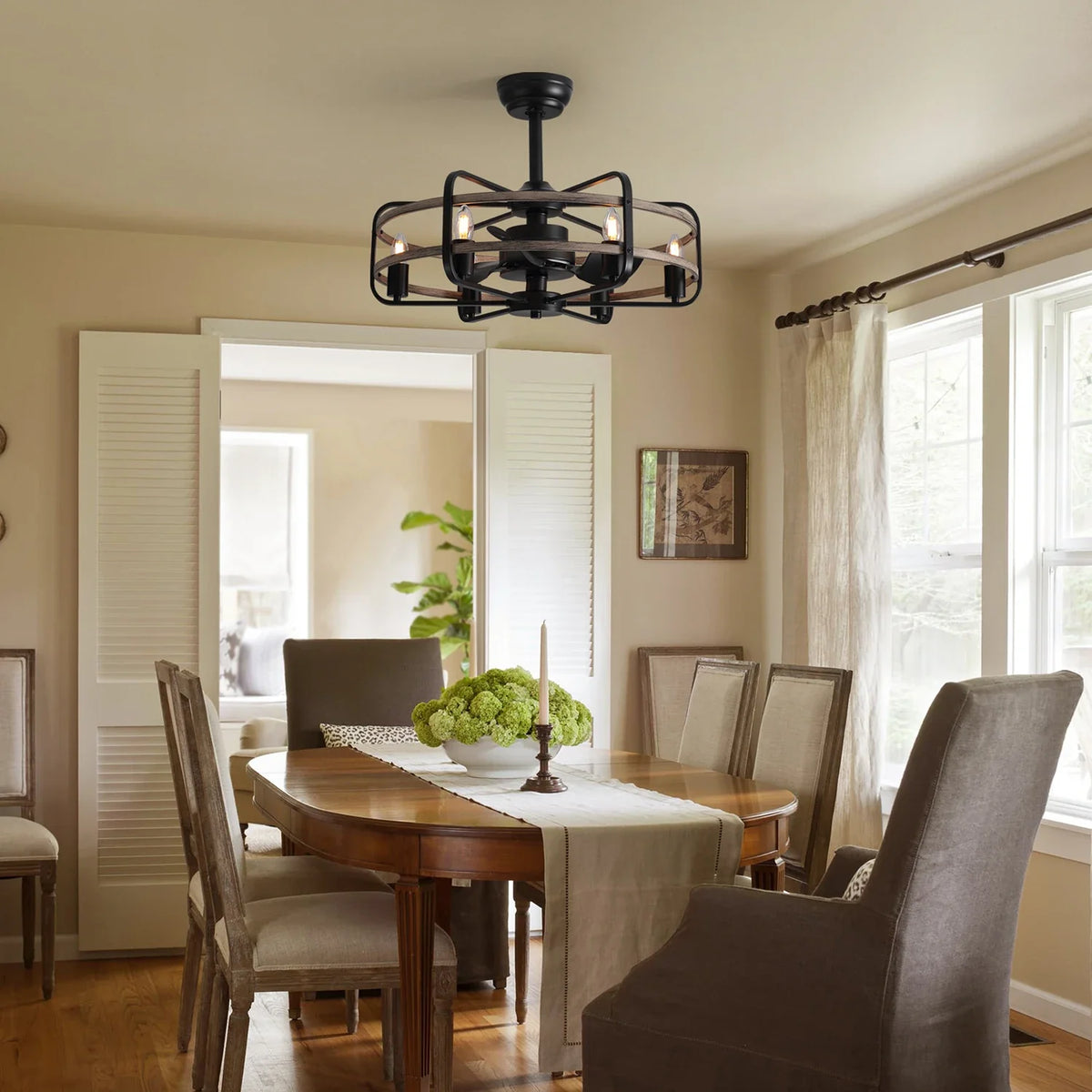Farmhouse 25 inch Cage Ceiling Fan Light with Remote Control - CARRA HOME