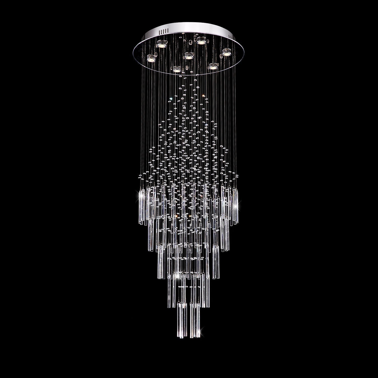 【Open Box - Save Big】Floating Castle Round Raindrop Crystal Chandelier Ceiling Lights-Only 1 left