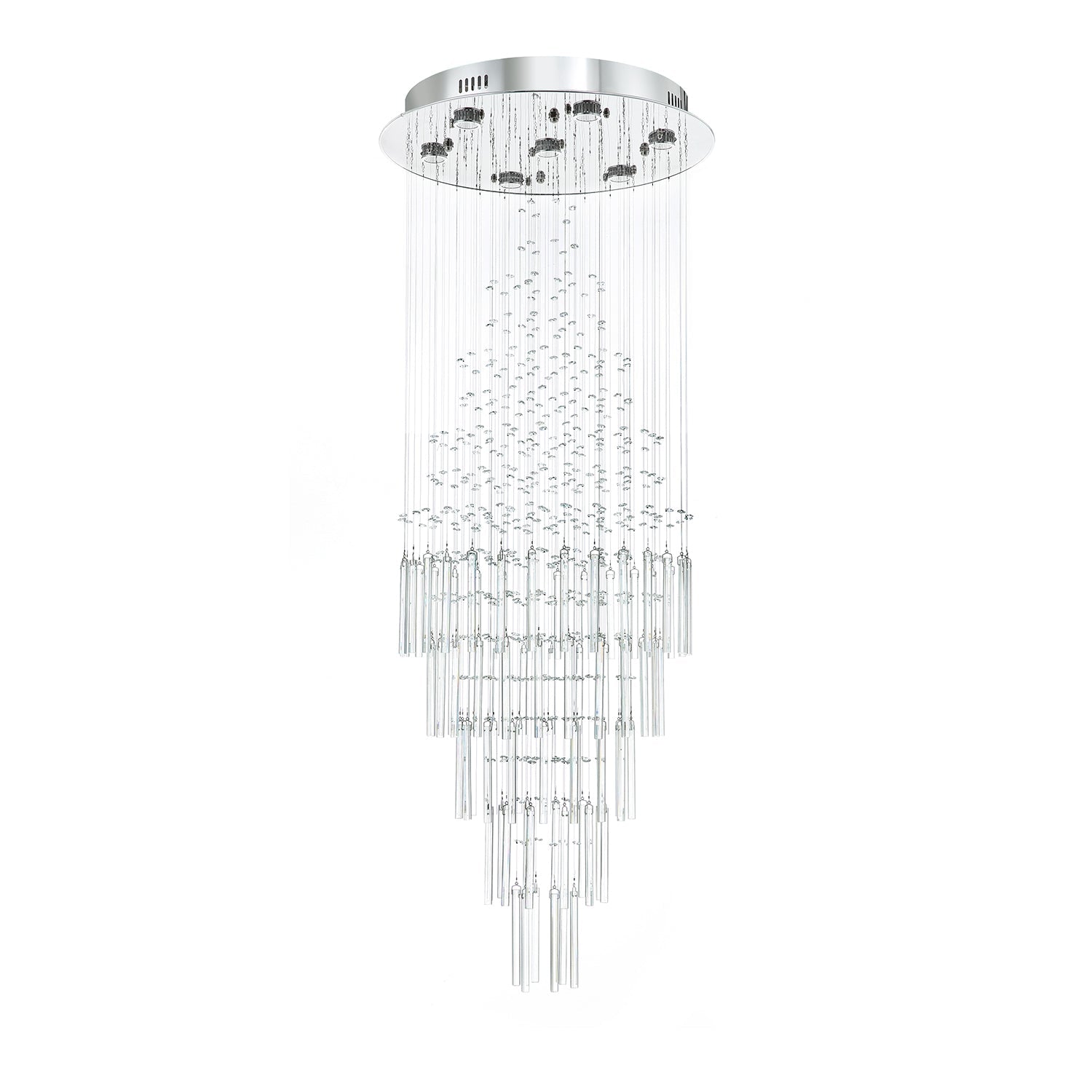 【Open Box - Save Big】Floating Castle Round Raindrop Crystal Chandelier Ceiling Lights-Only 1 left
