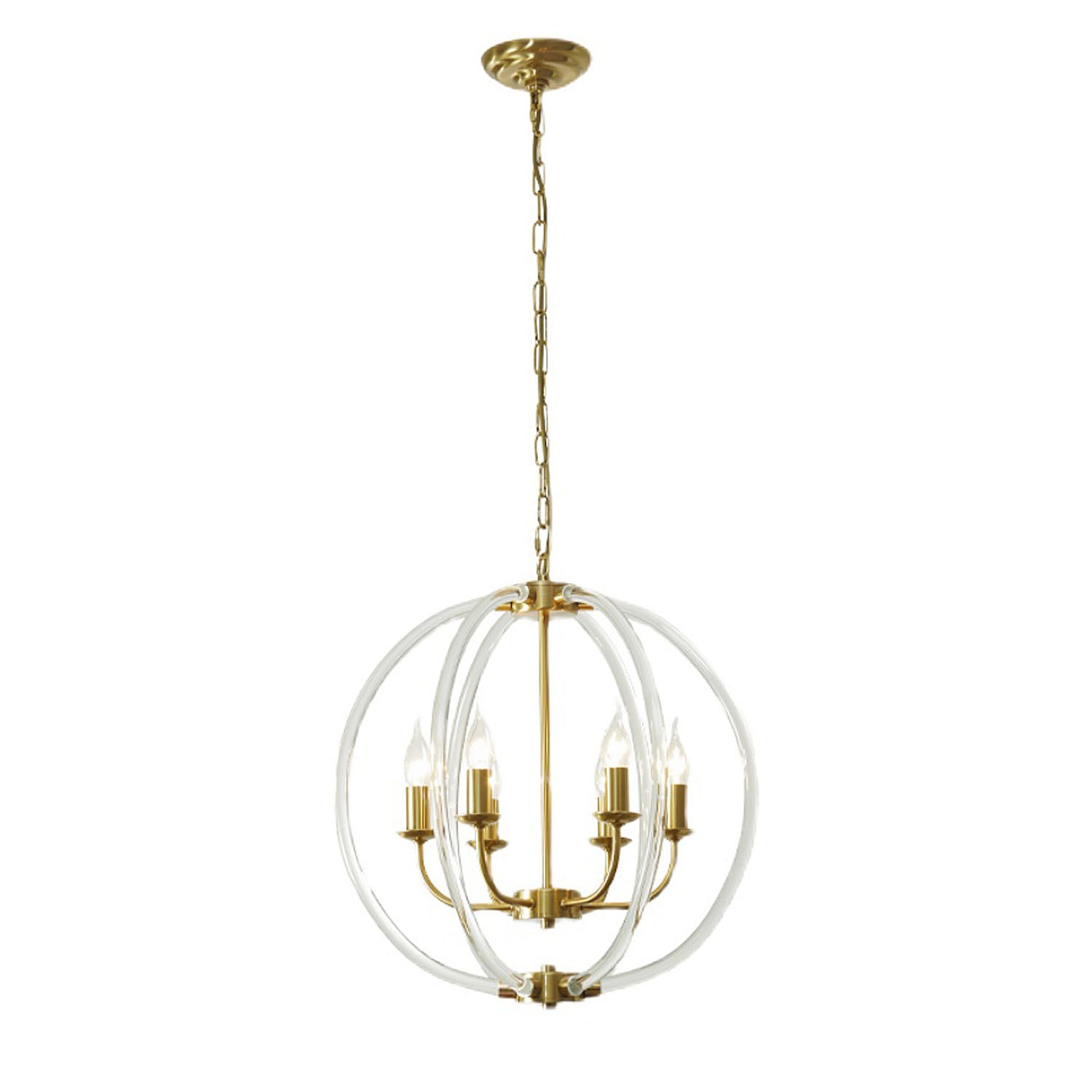 Glass Gold Orb Chandelier - White Background | Sofary 