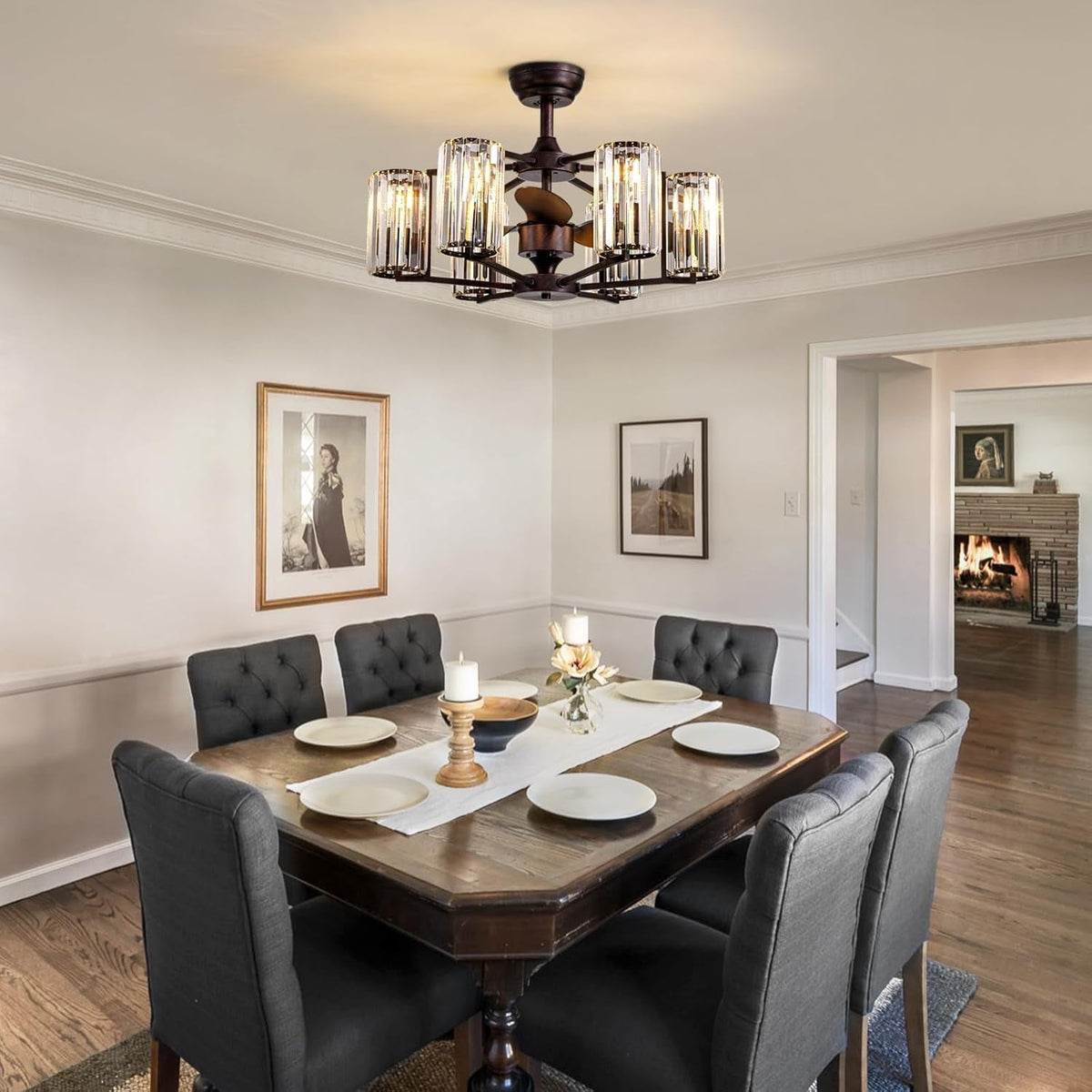 LumiBreeze 27 inch Crystal Fan Chandelier - CARRA HOME