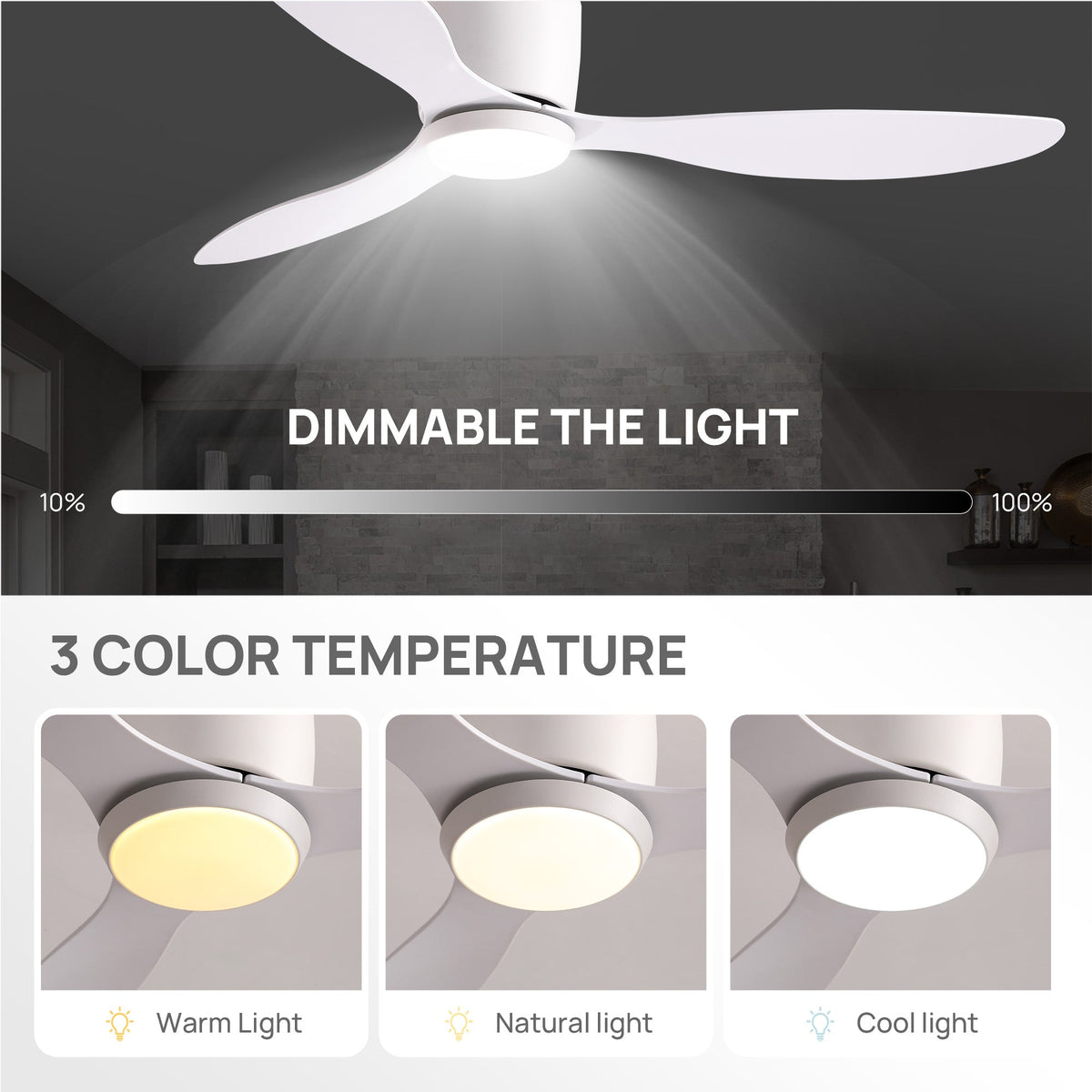 Aeroform 3 adjustable color temperatures — 3000K Warm, 4500K Natural, 6500K Cool — match your mood, task, or time of day with dimmable LED light | CARRA HOME