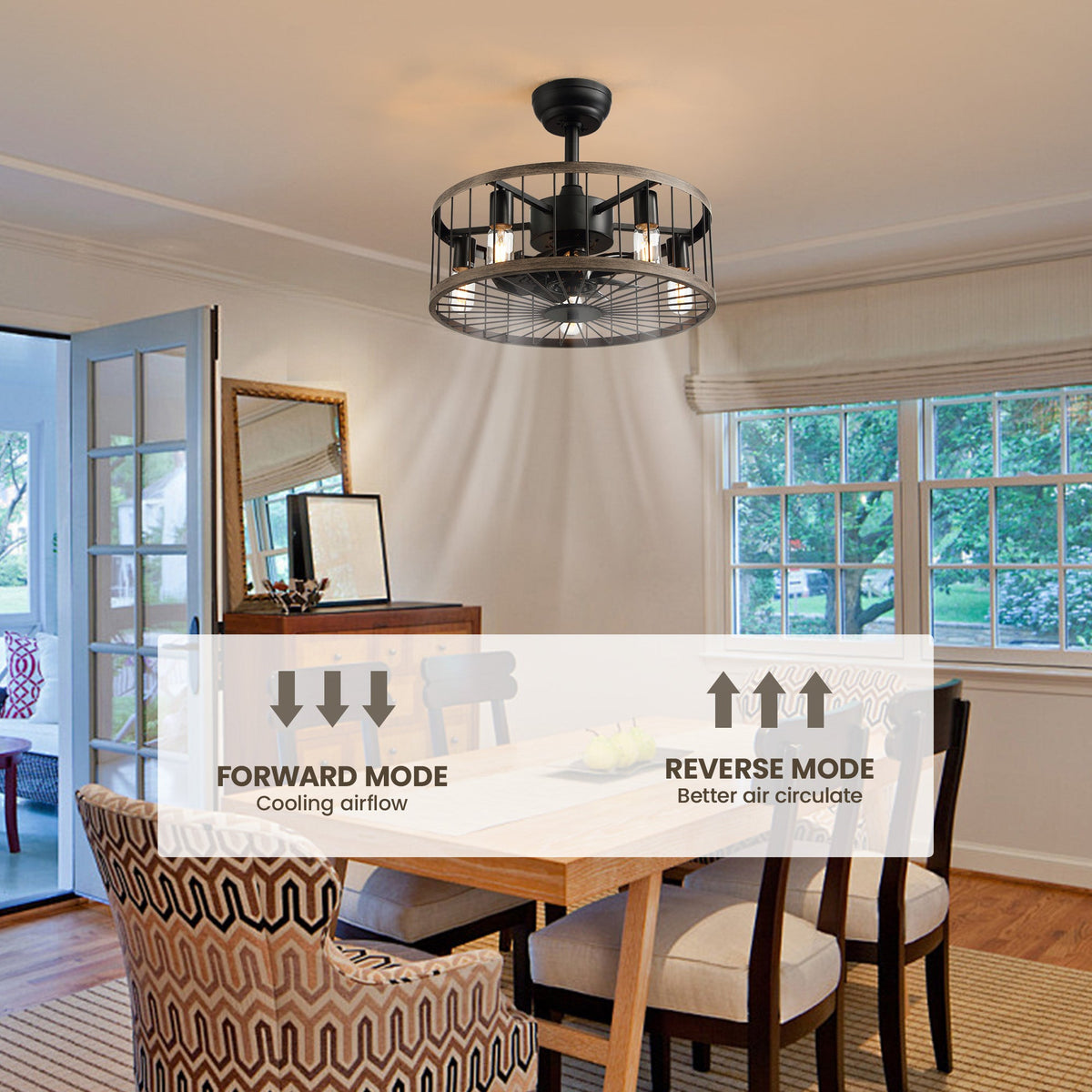 Aerozen reversible ceiling fan — Forward Mode for summer cooling airflow, Reverse Mode for winter air circulation, year-round comfort with one fixture | CARRA HOME