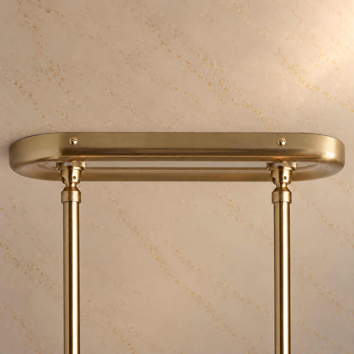 Antique brass rounded rectangular canopy and paired suspension rods | CARRA HOME