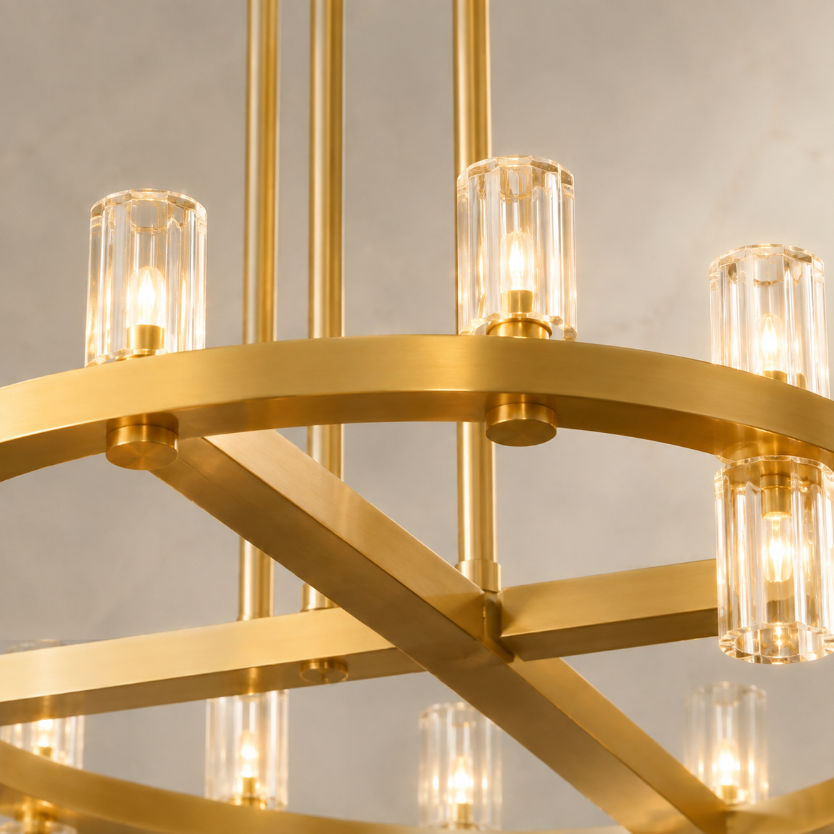 Akachon Glass Two-Tier Ring Chandelier in gold body detail