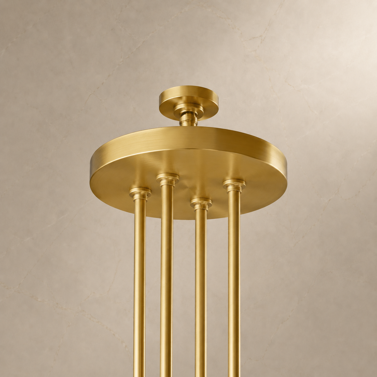 Akachon Glass Two-Tier Ring Chandelier in gold ceiling canopy detail