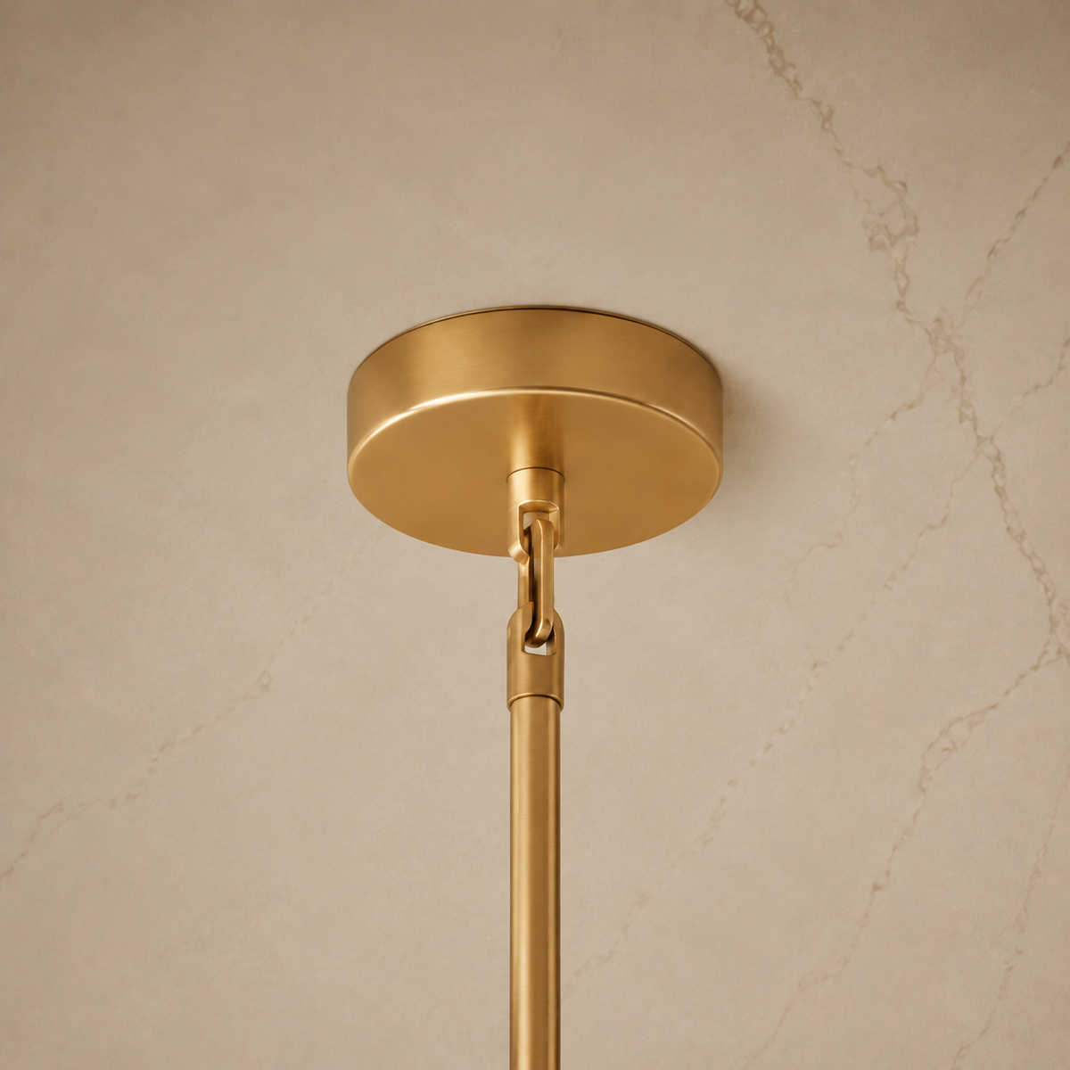 Amad Glass Rod Tiered Chandelier in gold ceiling canopy detail