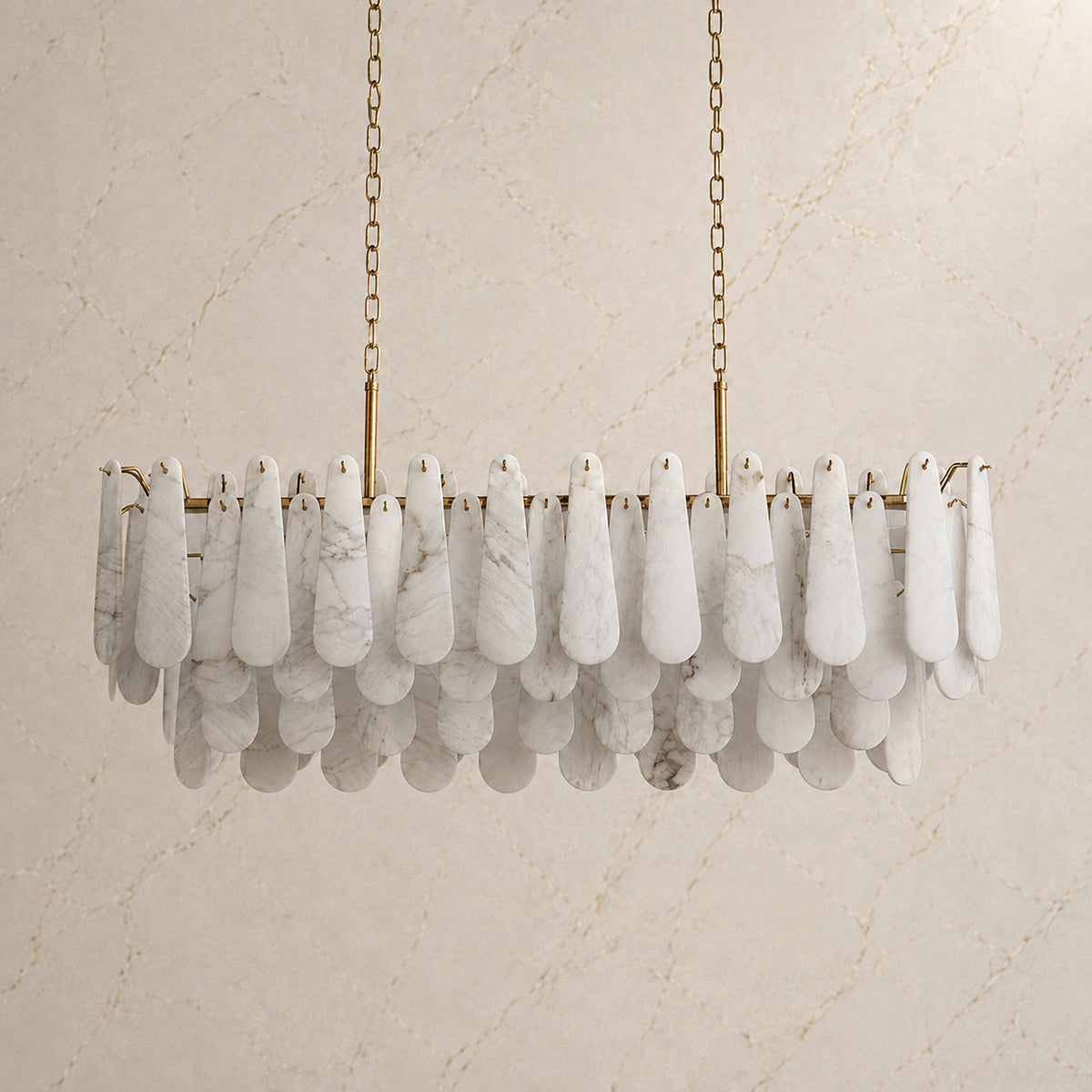 Apex Alabaster Linear Chandelier with lights off