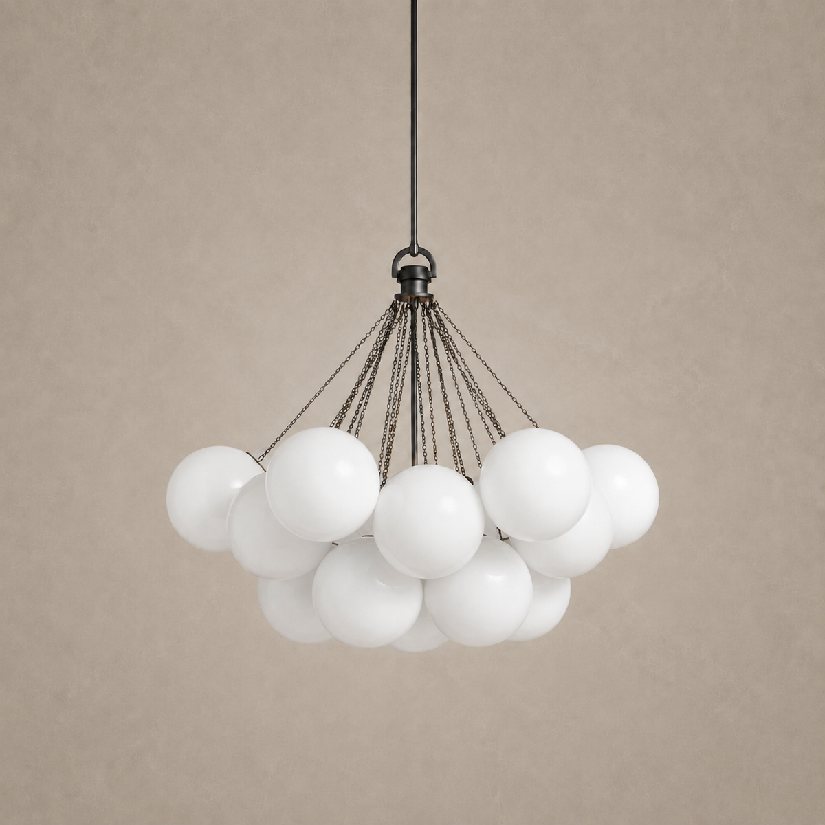 Arlo Opal Glass Cluster Chandelier in black, light off
